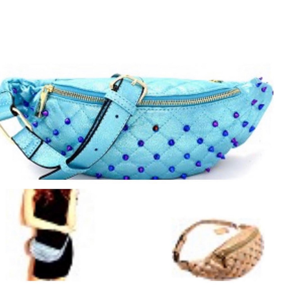Rainbow Studded Metallic Fanny Pack